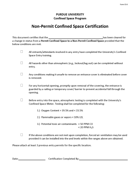 non-permit confined space certification